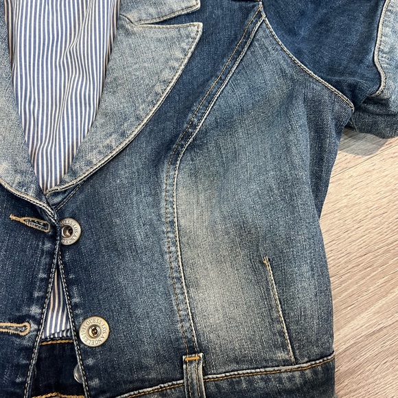 GUESS DENIM Y2K CROPPED VEST/JACKET TOP - Picture 4 of 7